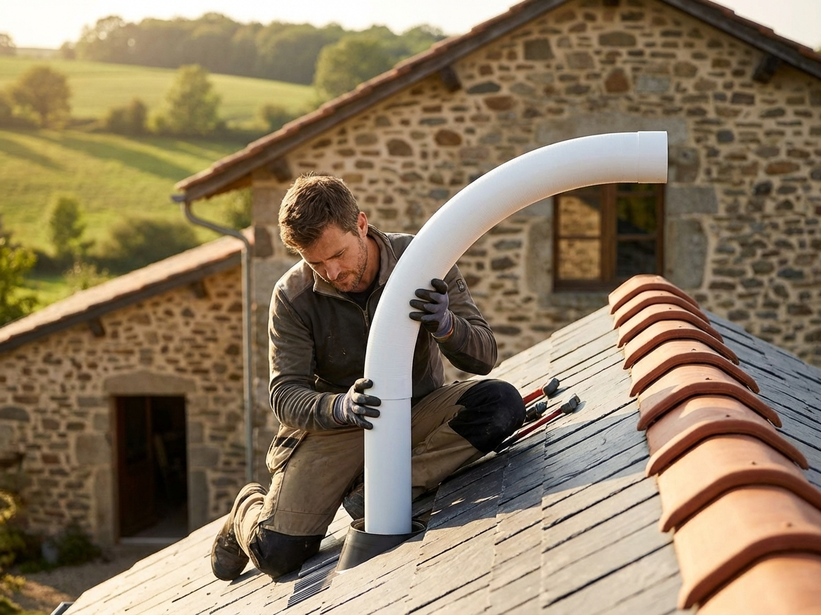 Galvanised steel roof pipe, 1540 mm length, silver colour