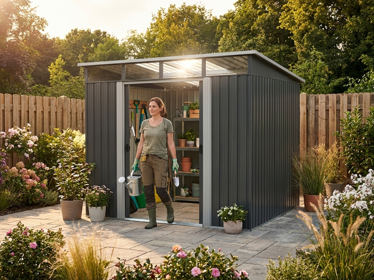 Anthracite garden shed made from galvanised steel - view 3