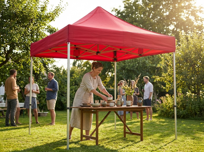 Red pop-up gazebo with aluminium frame for outdoor events - view 3