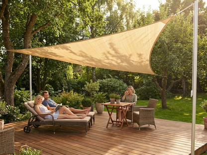 Sand coloured sun sail providing outdoor shade - view 3