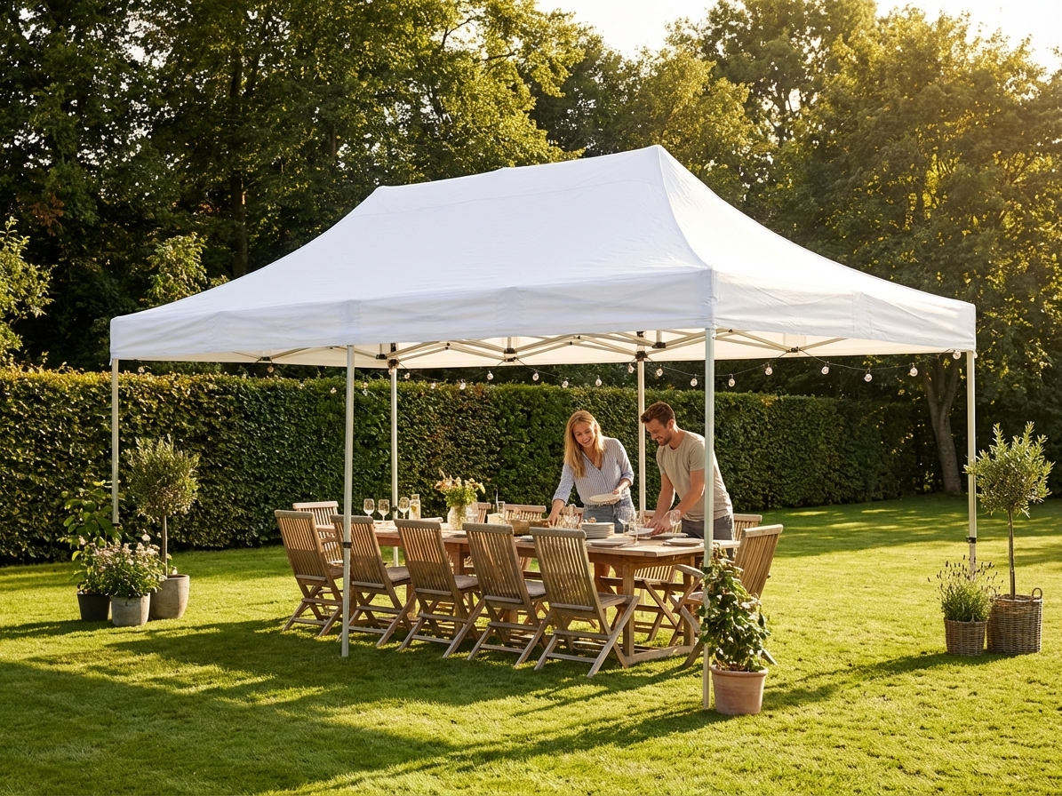 White pop-up gazebo 4x8m with steel frame for outdoor events