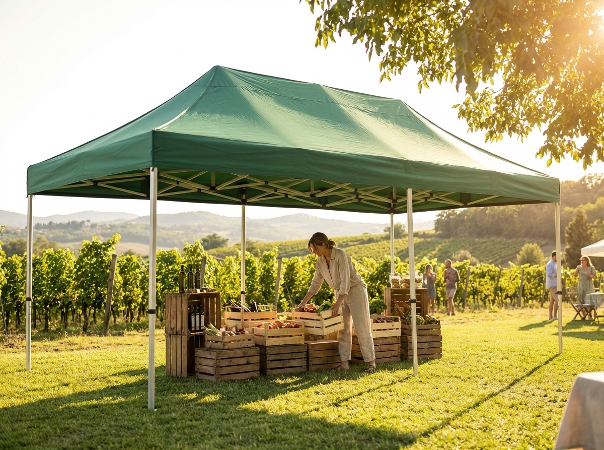 Green pop up gazebo with aluminium frame, ideal for outdoor events - product detail
