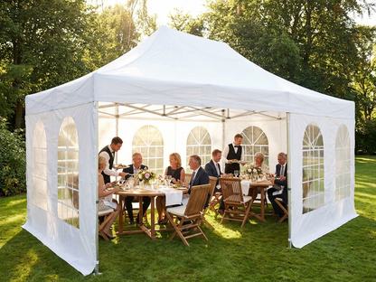 Steel pop up gazebo in white, 12x6 m for outdoor events