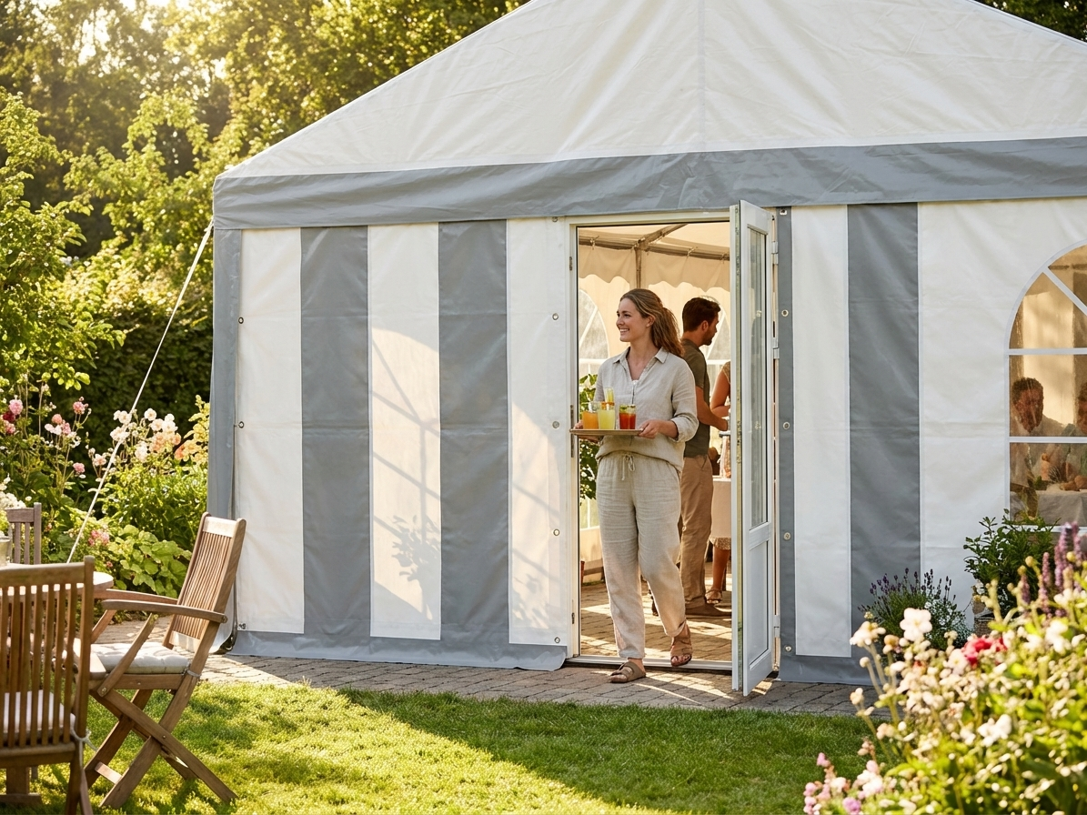 Endwall PLUS with wide door in white and grey, made from polyethylene - view 3