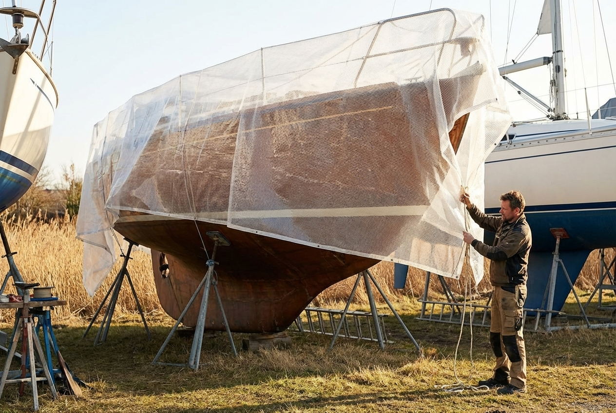 Clear tarpaulin 5x8 m with net reinforcement
