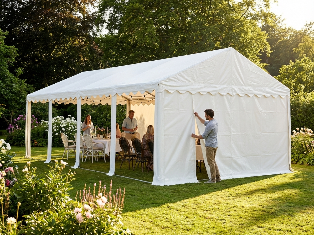 White PVC marquee roof cover for 7x12 m event shelter