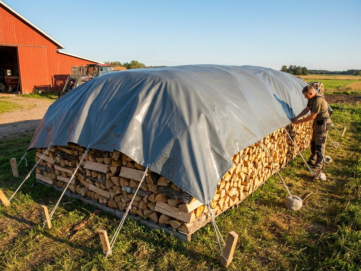 Grey tarpaulin 6x12 m strong PVC for outdoor protection