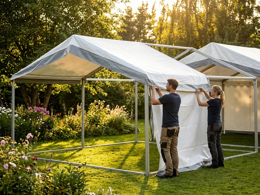 PVC roof cover middle section in white and grey, 6x2 m size