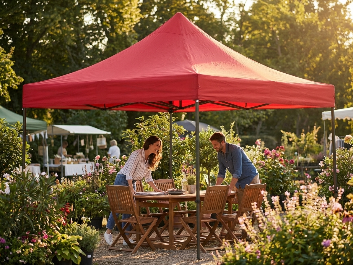 Red gazebo roof cover in 3x6m size for outdoor events - view 3