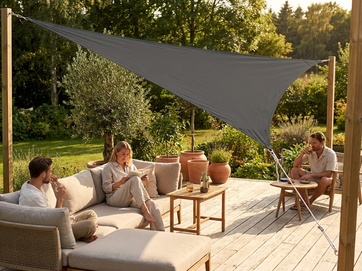 Anthracite Sun Shade Sail 3.6m Triangular for Outdoor Use - view 3