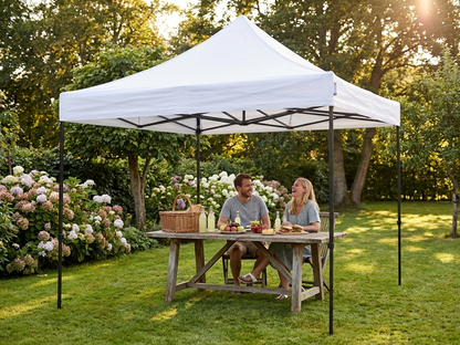 White pop up gazebo 3x3m with steel frame - product detail