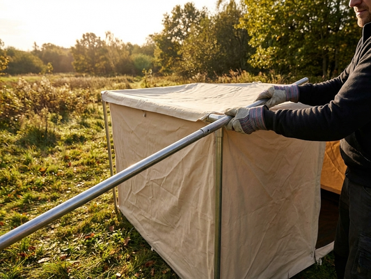 Galvanised steel connection pipe for storage tents